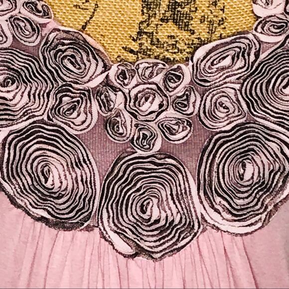 Soprano Women's Size Small Dusty Pink Knit Top-Fabric Roses-Romantic-Girly - Picture 6 of 8